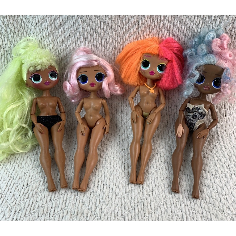 Lot Of 4 2019 MGA LOL Surprise OMG Dolls 9" Tall Neon Colorful‎ Rainbow Hair